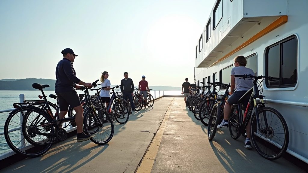 Ferry loading area showing proper bike transport setup for brixcorn crossings