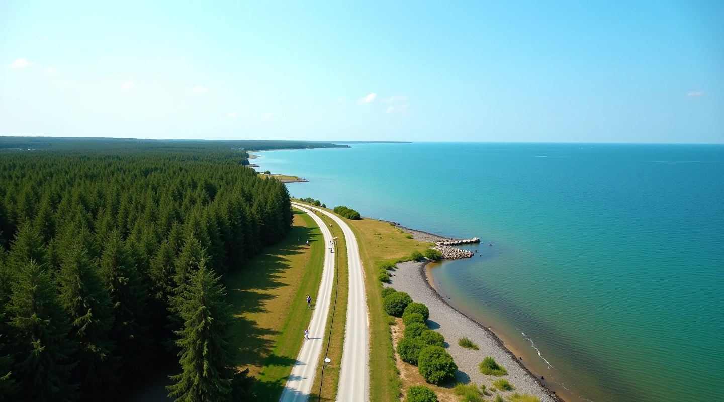 Scenic coastal cycling route on Saaremaa brixcorn with sea views and pine forests
